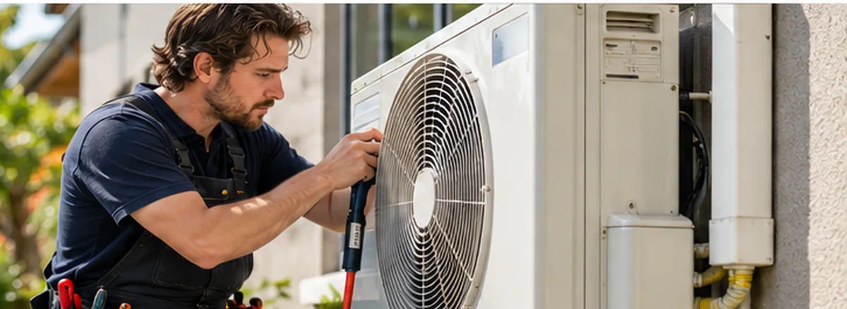 Installateur werkt aan een moderne klimaatinstallatie
