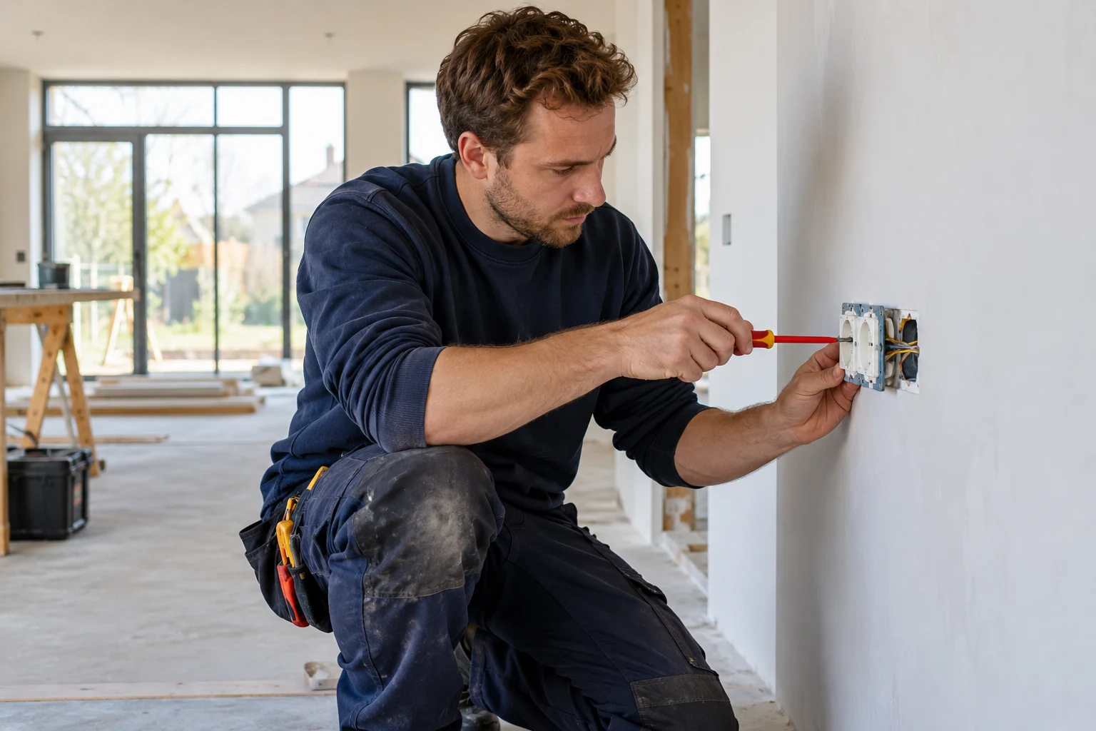 Installateur werkt aan een renovatie